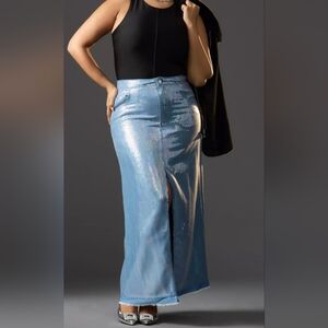 Anthropologie Denim Sequin Skirt